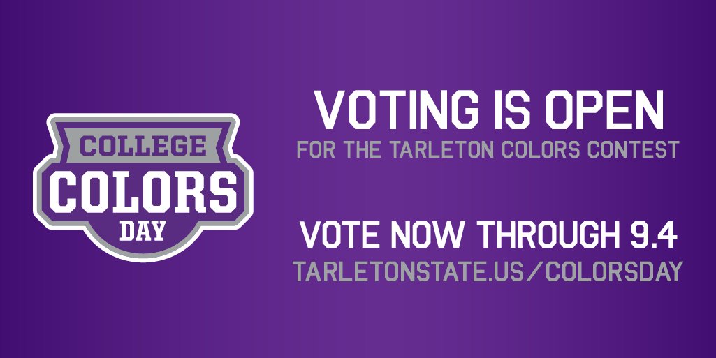 TarletonState's tweet photo. The finalists for our #TarletonColors Contest have been chosen and voting is now open! Visit https://t.co/oaA2wbCG9j to cast your vote for your favorite photo and video! βοΈπ
Winners will be announced on National College Colors Day this Friday. #TarletonState https://t.co/5n3PYjuXmc