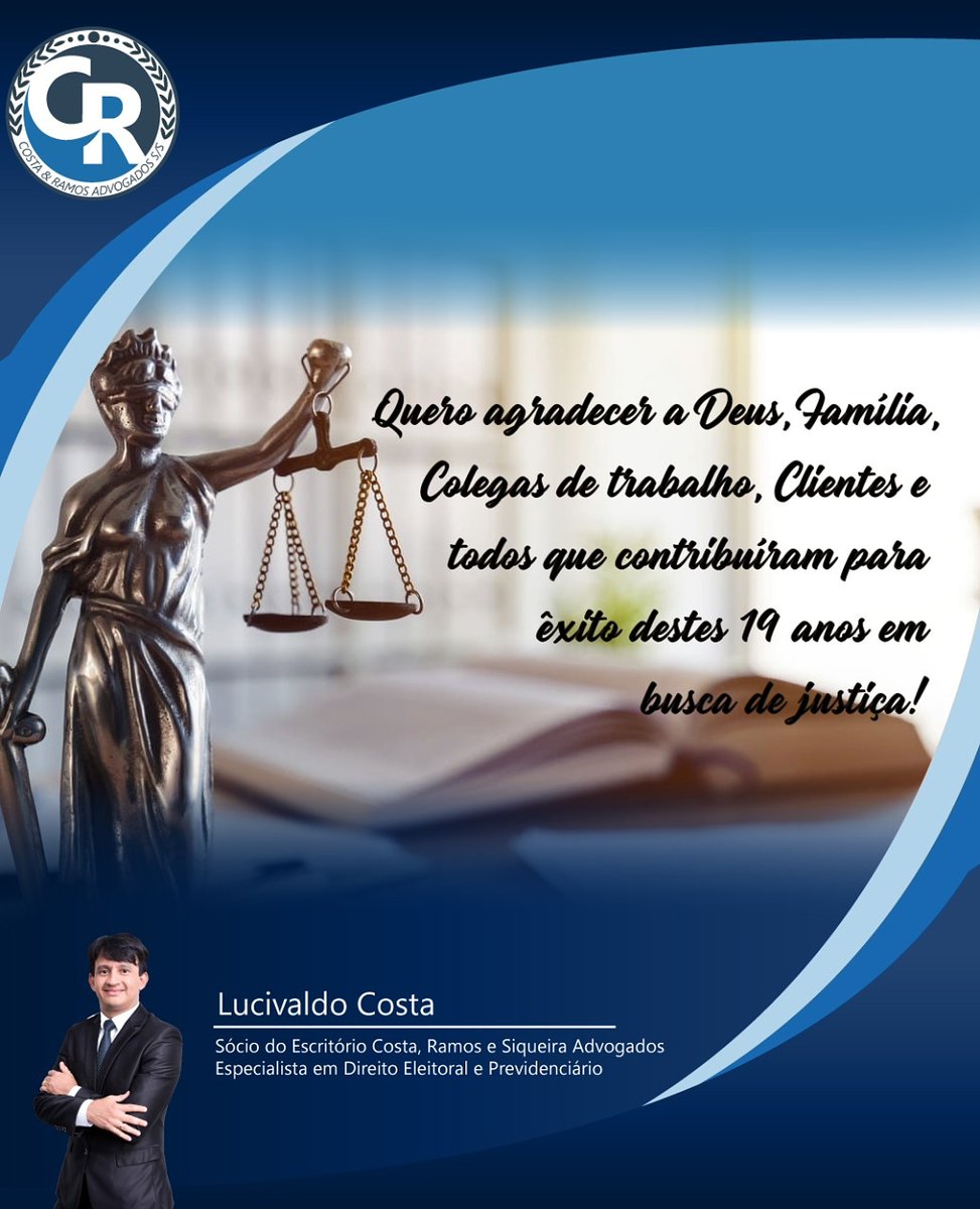 Agradecimentos pelos 19 anos de Advocacia!