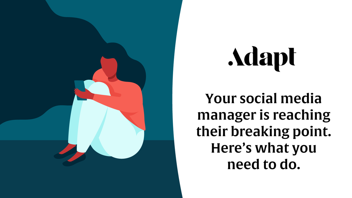 SproutSocial's tweet photo. "Social teams deserve a working environment that supports their wellbeing, one that addresses their immediate burnout concerns and provides a roadmap for a sustainable future." - @khkristin #ThinkActAdapt https://t.co/37kkkbKOIp https://t.co/h7JDf0Xng9