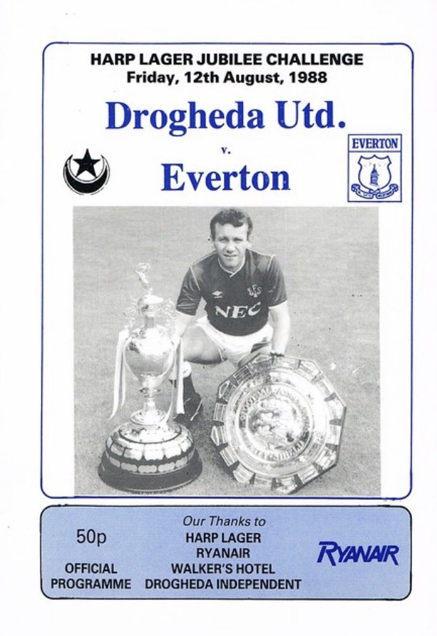 #73 Drogheda United Select XI 0-1 EFC - Aug 12, 1988. The Blues made the short trip to Ireland to play a Drogheda United Select XI in a match to mark their upcoming 70th anniversary. EFC triumphed 1-0, with a goal from Trevor Steven.