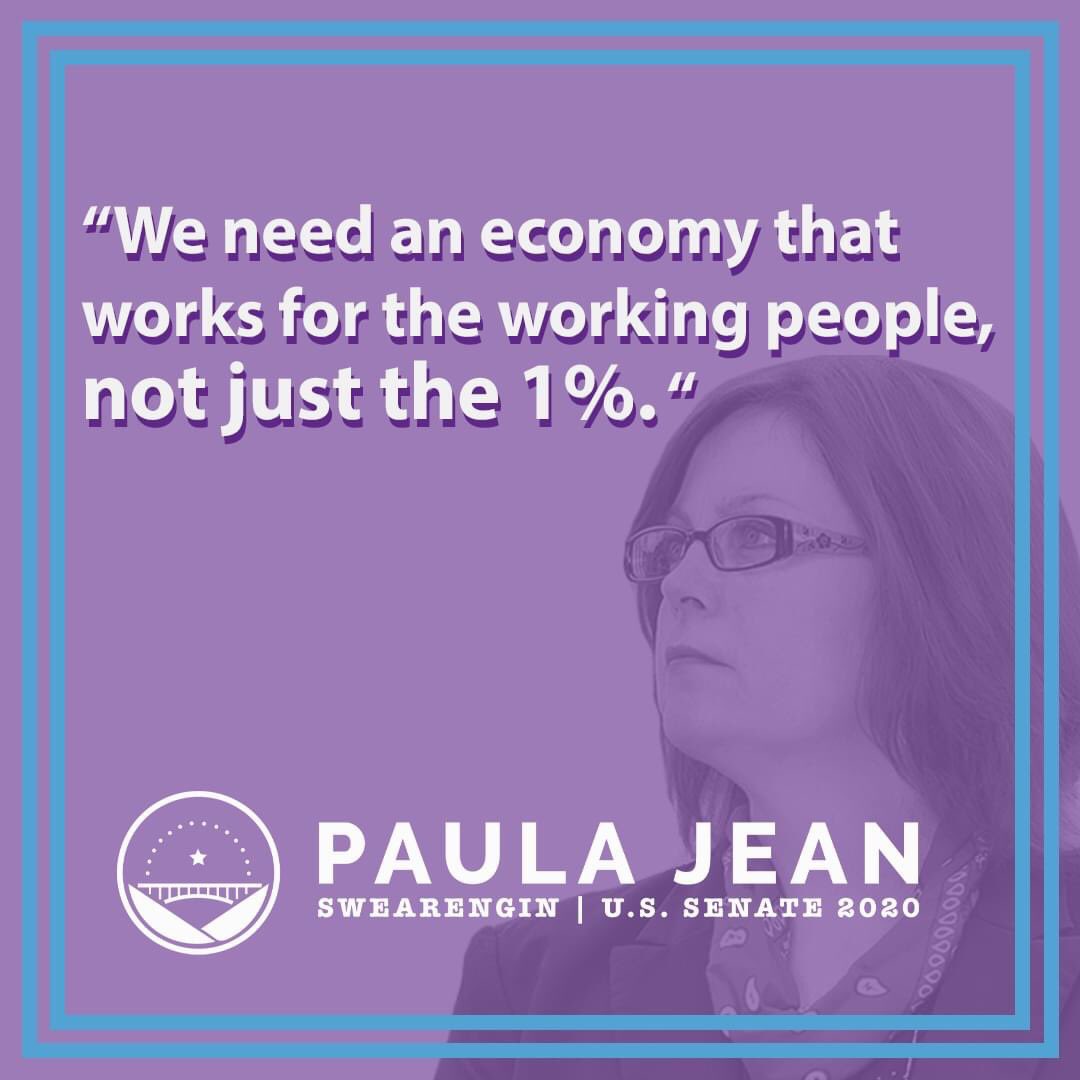 It’s time WE take a stand and say NO MORE to Corporate Politicians selling off our planet & our people to the highest bidders.  @paulajean2020 takes no Corporateand isn’t running to keep the Status Quo.If you want real change, Vote for Paula Jean Swearengin.  #WinWithPaulaJean