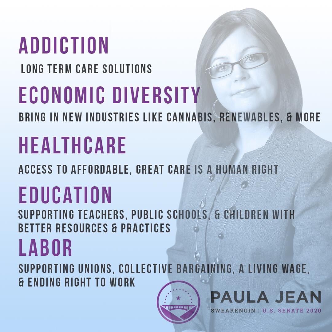 West Virginia, please don’t hesitate to Volunteer & Vote for Paula Jean  @paulajean2020— y’all deserve a Senator who’ll face the issues head on & not turn a blind eye for profits like  @SenCapito.Help US, help you, because WE  #WinWithPaulaJean Volunteer:  https://paulajean.com/volunteer/ 