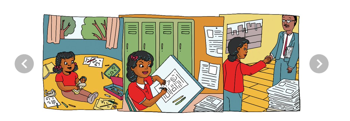 HEY GUYS GO CHECK OUT TODAY'S @Google DOODLE IF YOU HAVEN'T! IT'S A REALLY COOL INTERACTIVE COMIC FEATURING #JACKIEORMES THE FIRST KNOWN BLACK WOMAN CARTOONIST! I DIDN'T KNOW ABOUT HER BUT NOW I DO!