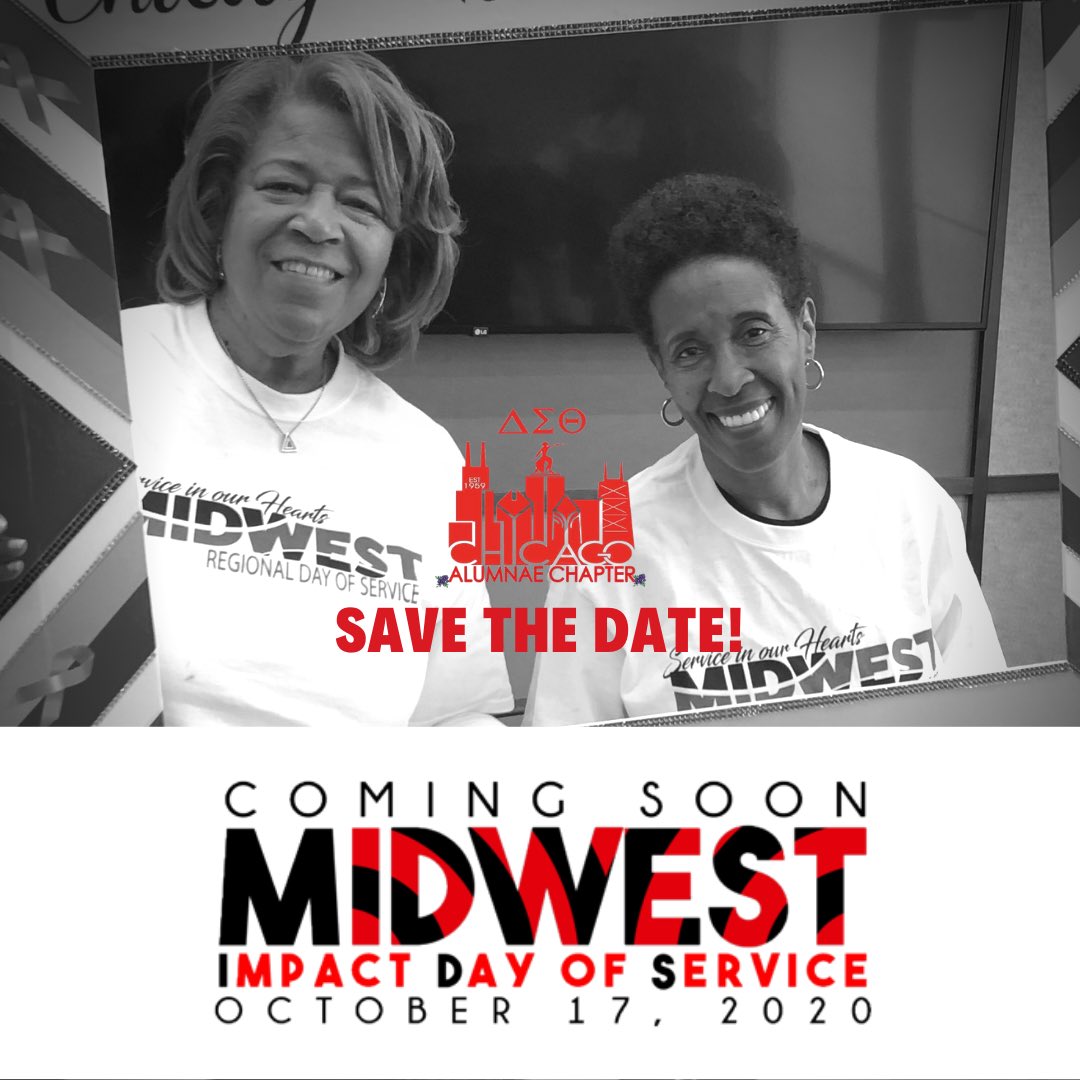 ChicagoDeltas's tweet photo. Have you heard? The #MIDS is coming soon. Save the date of October 17, 2020 for our Midwest Impact Day of Service! Stay tuned for information. (Pictured here: Past chapter presidents JoAnn Thomas Woods and Darlene Pollard.) #MidwestMIDS #ChicagoDeltas #ServiceInOurHeart https://t.co/FxwHJ8yaFa
