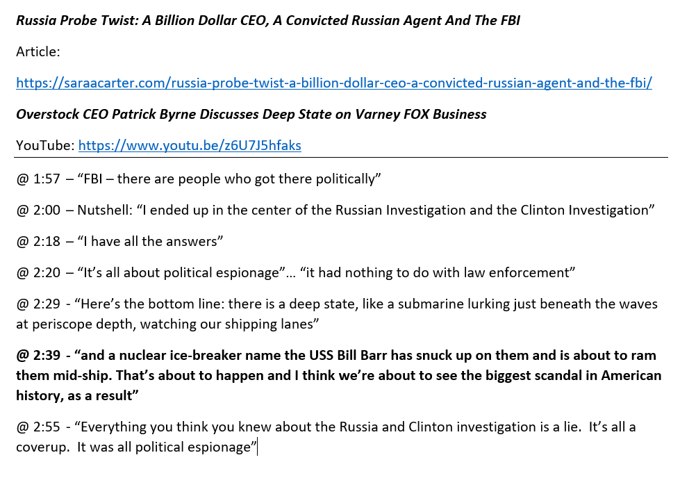 11/Patrick Byrne. FBI. Overstock_com. DeepCapture_com. Deep State.*August 2019:-What did P.Byrne reveal about the D.S., FBI, Russia Investigation, Clinton Investigation, Obamagate and why did MSM/BigTech suppress this info?