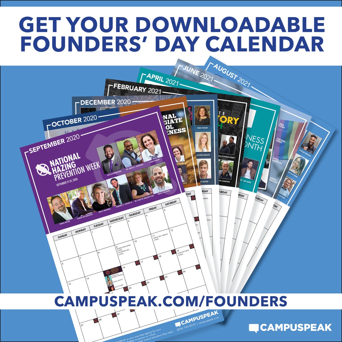 Our annual Fraternity &amp; Sorority Founders' Day Calendar has a new look! Instead of a large poster it is now a downloadable 12 month calendar. Visit campuspeak.com/founders to download your free copy today! #TheImpactStartsHere