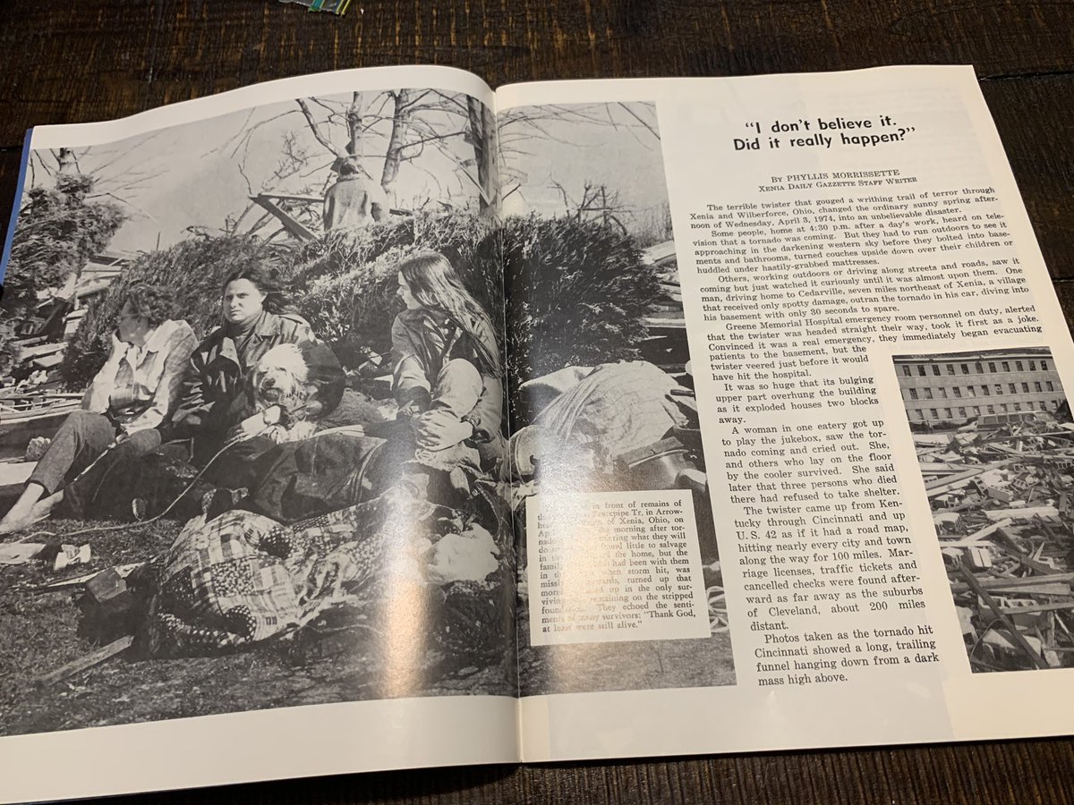 A book chronicling the 1974 tornadoes which devastated the area and essentially leveled Xenia, Ohio. Pretty fascinating, especially the pictures. Also there two very nicely printed photos of Apollo 11 (and Nixon) tucked inside.  #GrandpaTimeCapsule