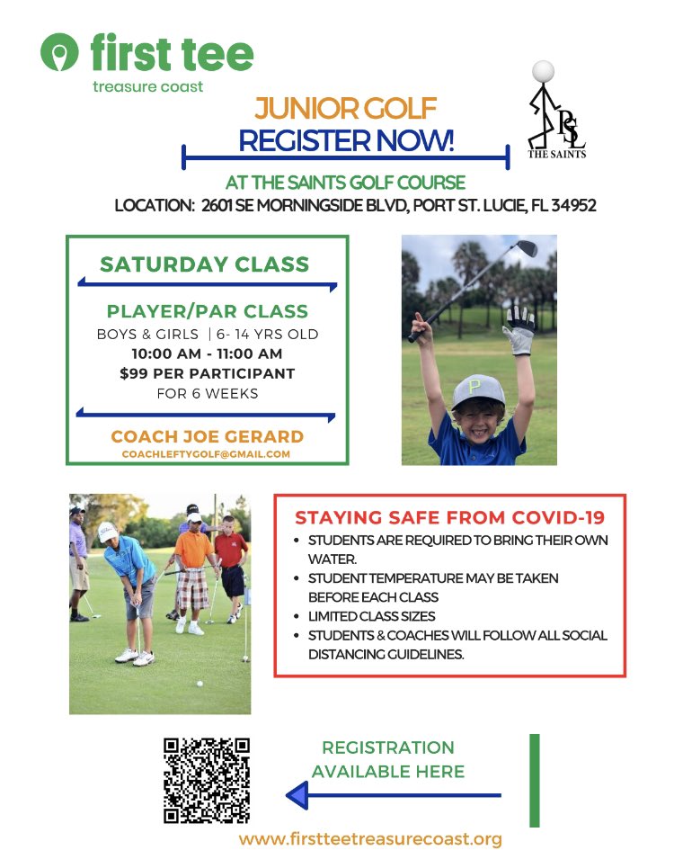 Coach_LeftyGolf's tweet image. Fall classes at The Saints begins September 12th... #fttreasurecoast #firsttee #9corevalues #coachleftygolf