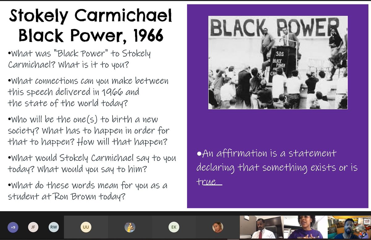 RBHSMonarchsLib's tweet image. Learning about Kwame Ture on day 2! Let&apos;s go!!! Thank you Ms Johnson for inviting the library to help with today&apos;s lesson 💪🏿 Shout out to @RBHSMonarchs for keeping the education culturally relevant #distancelearning #dcpsneedslibraries #dcpslibrarian @dcpublicschools