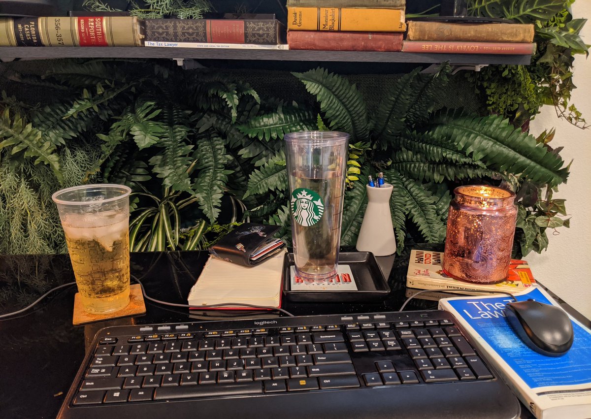 My desk always gets cluttered so quickly. There's also no excuse for having *two* iced teas...