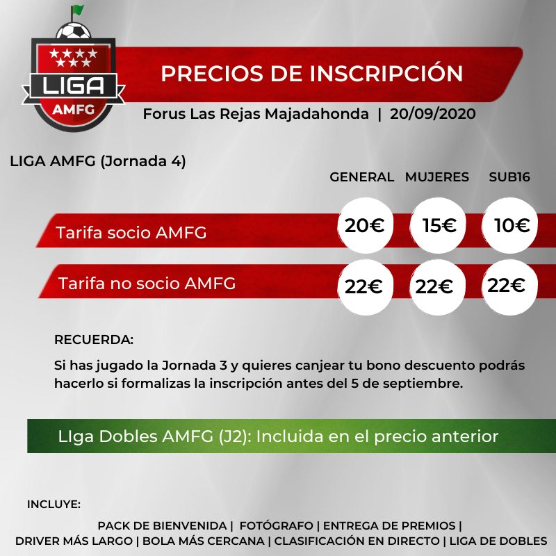 ¡ Hemos cambiado el campo y la fecha, pero no los precios ! 

La competición de dobles incluido al precio, solo tienes que enviarnos un email con el nombre de los miembros de la pareja