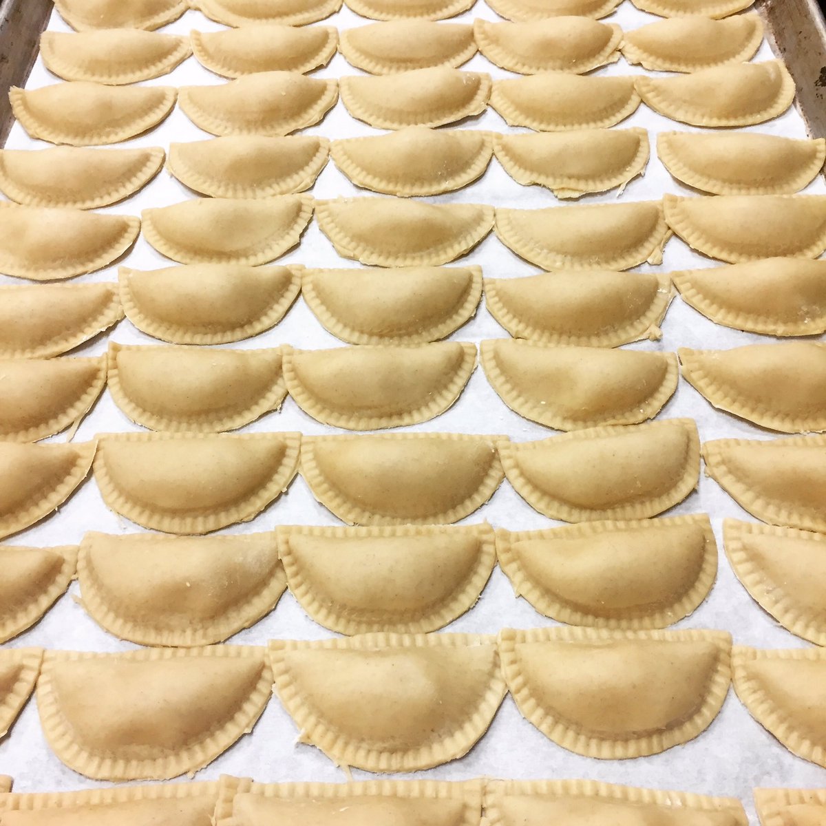 Pierogis in the making!  How perfect are these beauties?  
#pgheats #pierogisfromscratch #thefoundrypgh
