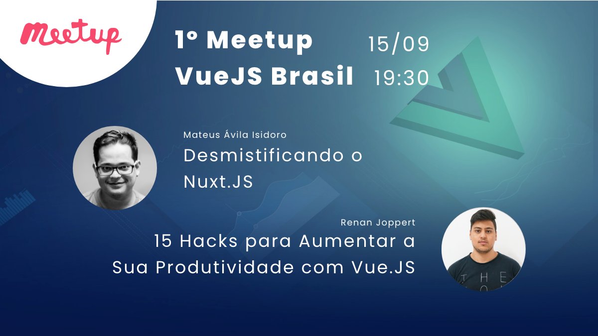 Vue.js Brasil (@vuejs_brasil) on Twitter photo Achou que não teria meetup da comunidade Vue.js Brasil?
ACHOU ERRADO!
<a href="/mavisidoro/">Mateus Ávila 🧀</a> vai falar sobre Nuxt e o <a href="/JoppertRenan/">Renan Joppert</a> sobre dicas de produtividade com Vue.js
próximo dia 15 as 19:30
meetup.com/pt-BR/VueJS-Br… Achou que não teria meetup da comunidade Vue.js Brasil?
ACHOU ERRADO!
<a href="/mavisidoro/">Mateus Ávila 🧀</a> vai falar sobre Nuxt e o <a href="/JoppertRenan/">Renan Joppert</a> sobre dicas de produtividade com Vue.js
próximo dia 15 as 19:30
meetup.com/pt-BR/VueJS-Br…