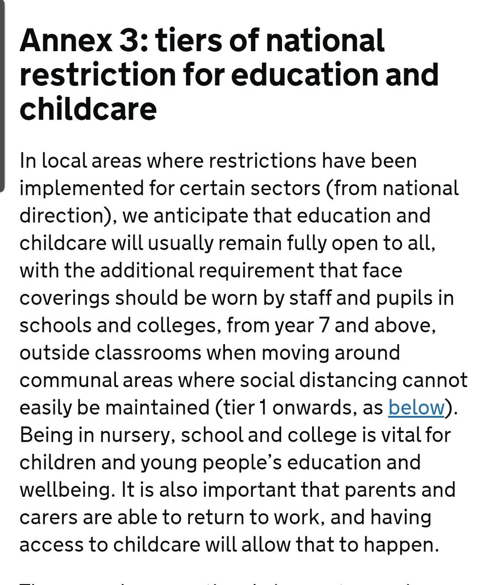 9/ are mandatory in school communal areas in Trafford:25/100kWigan:9/100kbut aren't in Swindon:44/100kThe general tone is that schools won't move beyond this measure.