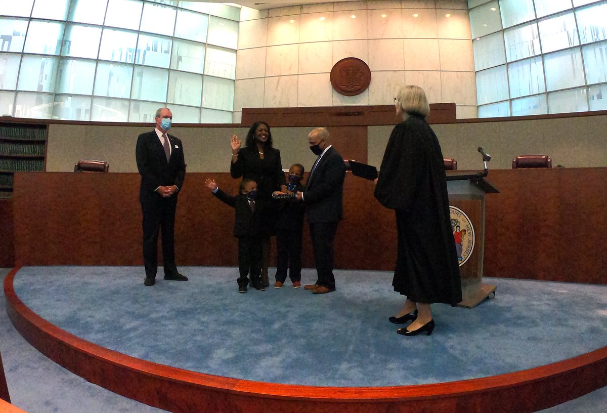 GovMurphy's tweet image. Today, history was made. Thrilled to attend the swearing in of Fabiana Pierre-Louis to the New Jersey Supreme Court – the first Black woman to be seated on the state’s highest court.