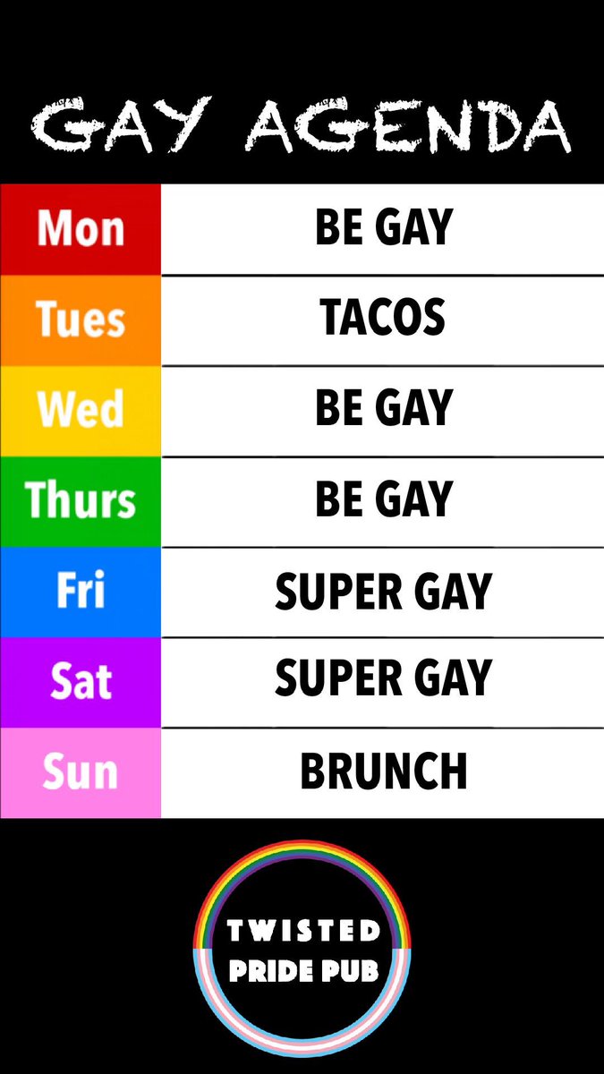 TwistedElement's tweet photo. We didnโt make the rules! ๐คทโโ๏ธ
$2.50 tacos! ๐ฎ
#twistedtacotuesday #twistedpridepub #twistedelement #twistedpride #yycpride #calgarypride #lgbt #gayagenda #tacos #yyctacos #yyctuesdays https://t.co/7zSqS5CM0i