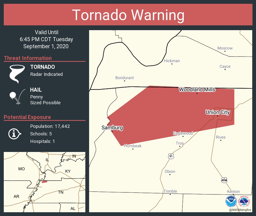 NWS Tornado on Twitter "Tornado Warning including Union City TN