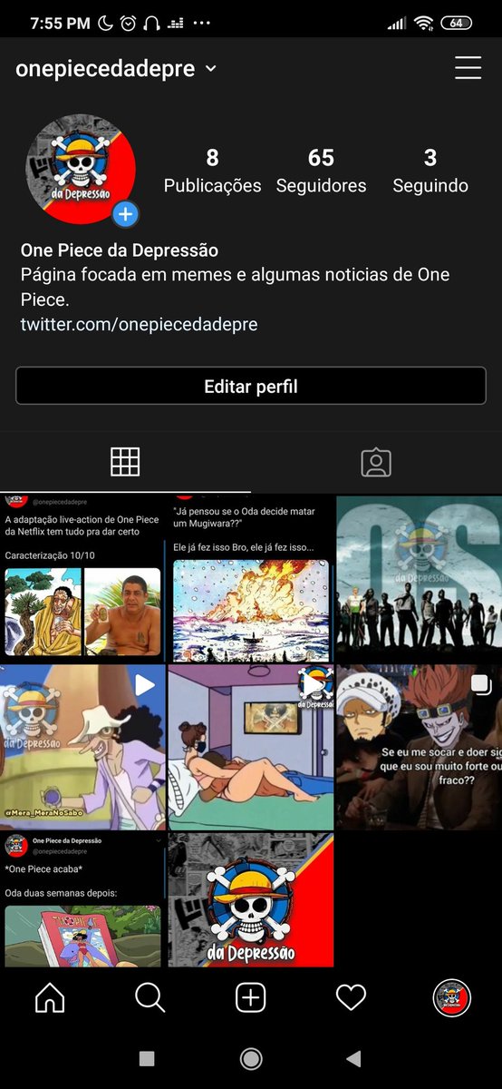 One Piece Da Depre Sigam A Pagina Do Insta Tbm T Co G2mkfy3ike