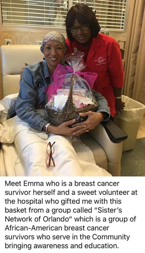 24/ ...especially breast cancer awareness among African American women, for whom it is especially devastating. Here are some of the statistics. Check the link, too. Gigi met this wonderful group when they visited her in the hospital while undergoing chemo.  https://www.sistersnetworkorlando.net 