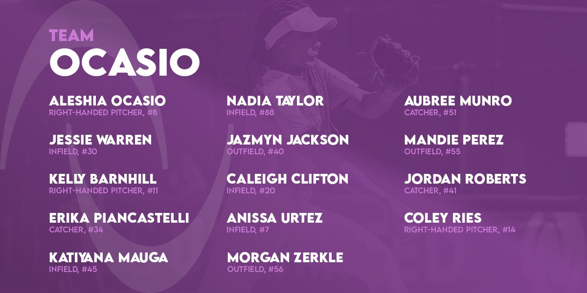 AUProSports's tweet photo. Here are your teams for Athletes Unlimited Softball Week 2! #BeUnlimited https://t.co/N1pJZcnTpW