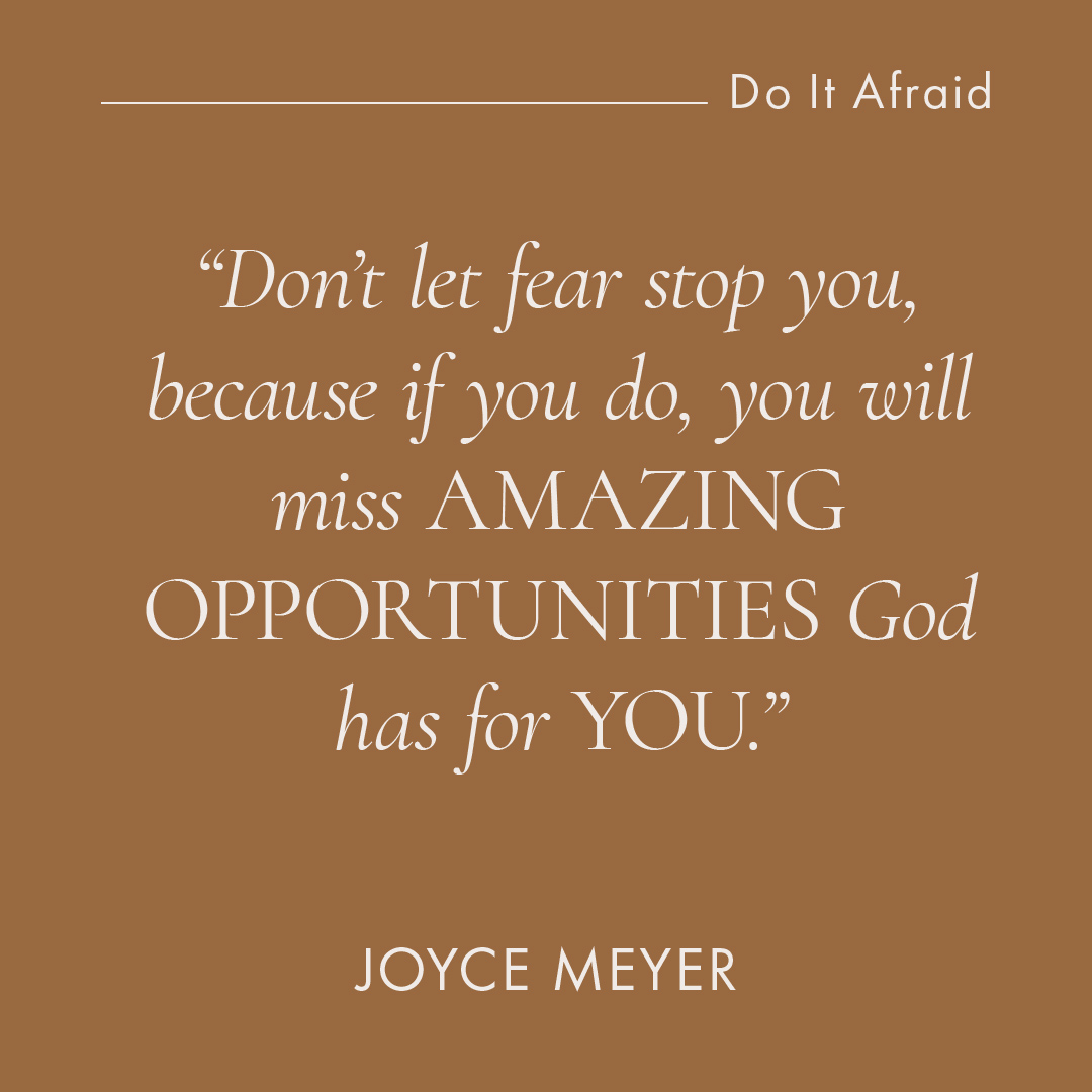 JoyceMeyer's tweet image. Don't waste your life waiting for fear to go away. Choose to do it afraid! joycemeyer.org/NewBook #JoyceQuote #DoItAfraid