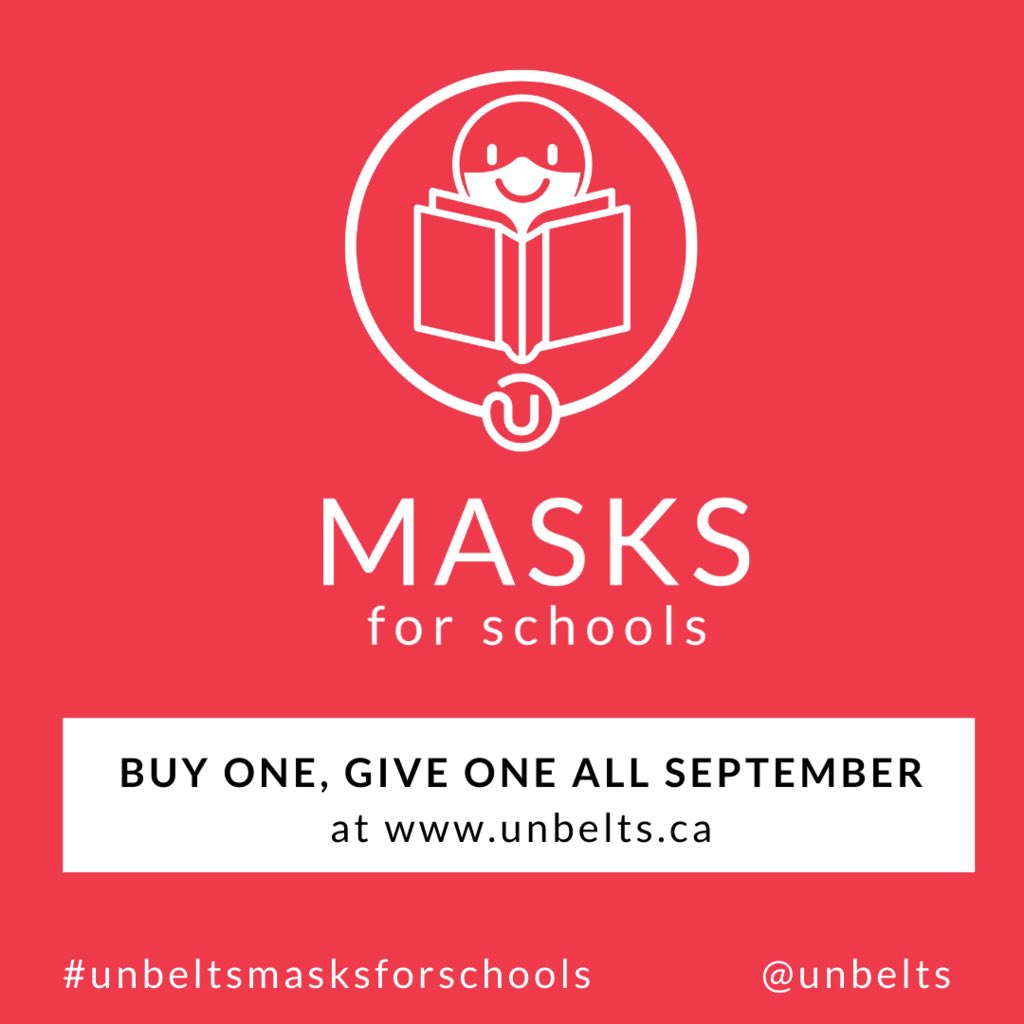 unbelts's tweet photo. Just launched: our #UnbeltsMasksForSchools maskraiser! Help us give 25,000 masks to #alberta students in need this September - we’re giving the first 5000, and will match every mask you buy after that. The deets: https://t.co/gY8BttEPxb #wearamaskab #albertamasks https://t.co/mJ0s6uvs9t