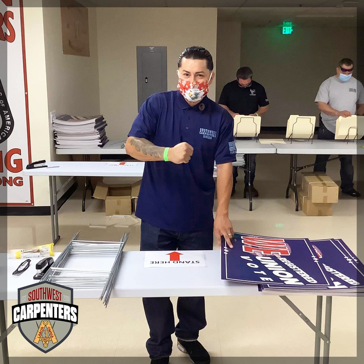 WSCarpenters's tweet photo. #Local213, #Local562, #Local714 & #Local721 joined forces over the weekend to remind members of the importance of voting. Organizing safely & educating our fellow #UnionCarpenters is what we do!
Visit https://t.co/toCbIJwDRl for #CUPP opportunities near you!
#GOTV #Vote https://t.co/tTwHFVSfR9