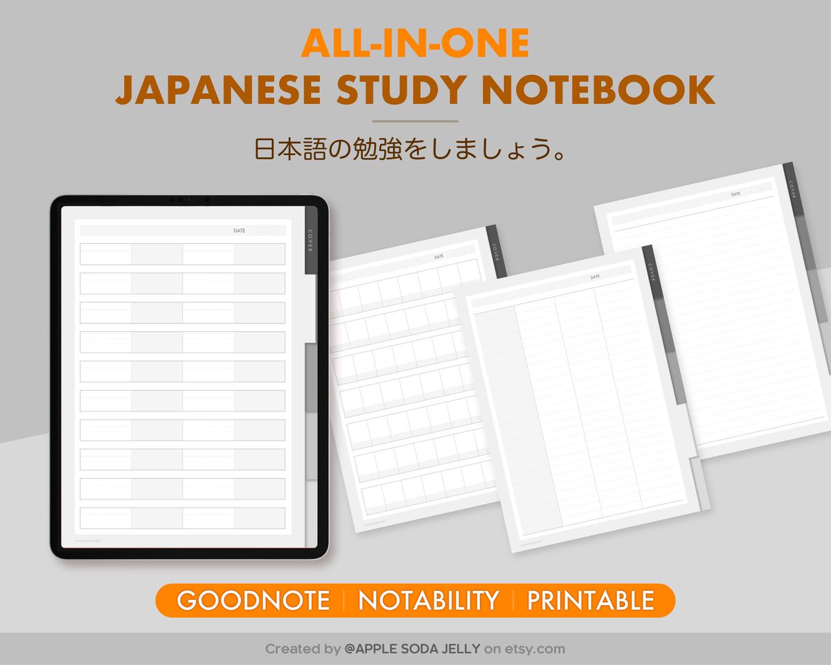 Apple_SodaJelly's tweet photo. Japanese study notebook
• Vocabulary
• Kanji
• Verb Conjugation
• Free notebook
#japanese #learningjapanese #ipadpro #japanesestudy #goodnotes #notability #applesodajelly #goodnotestemplate #studynotebook #verbconjugation #japanesevocabulary #jlpt https://t.co/VXgPPw9dGo
