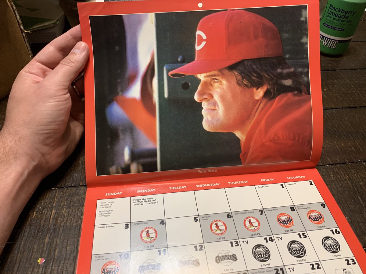 My grandpa knew I loved the  @Reds. I’ve been a fan my entire life. Here’s a 1988-89 Team Calendar. The good ol’ days at Riverfront. Pete Rose was busted for gambling that August. The Reds went on to win the Series in ‘90.  #GrandpaTimeCapsule