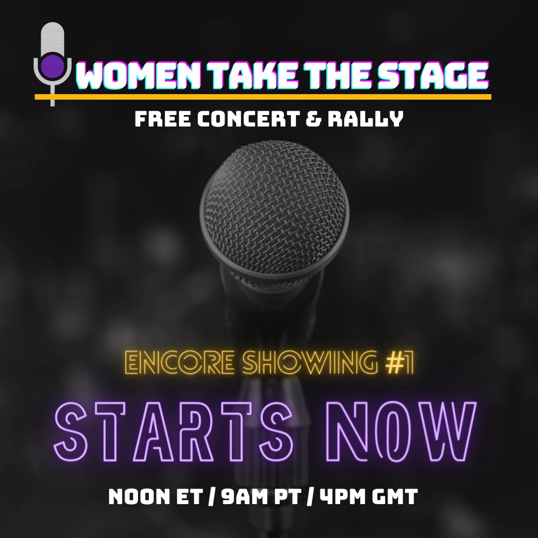It’s 12pm ET, and the first rebroadcast of Women Take the Stage has begun! If you didn’t register for a ticket earlier, you can still watch the show through the Facebook or YouTube livestreams #wttsrally 
 
YouTube: youtube.com/watch?v=N-92ud…

Facebook: facebook.com/events/9493219…