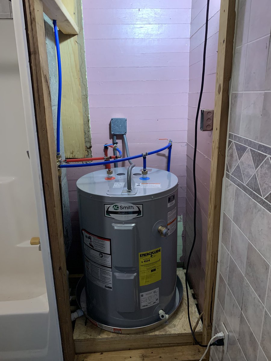 JasonOShell's tweet image. There are no longer mushrooms growing out of the floor  but the walls are still Jimi Hendrix pink! So glad to have hot water again!! #diy
