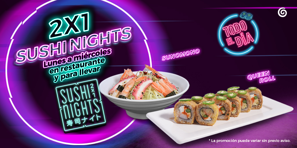 sushi roll 2x1 dias