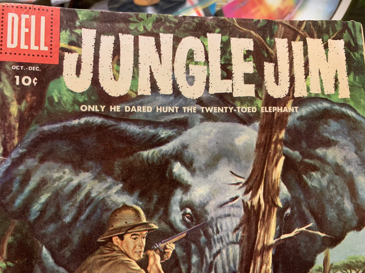 Whoa, cool. Three Dell comics from 1953-1957. You might ask yourself, why did Jungle Jim dare to hunt the twenty-toed elephant? Why, that’s TWO more toes than normal!! Jungle Jim sounds like an asshole. #GrandpaTimeCapsule