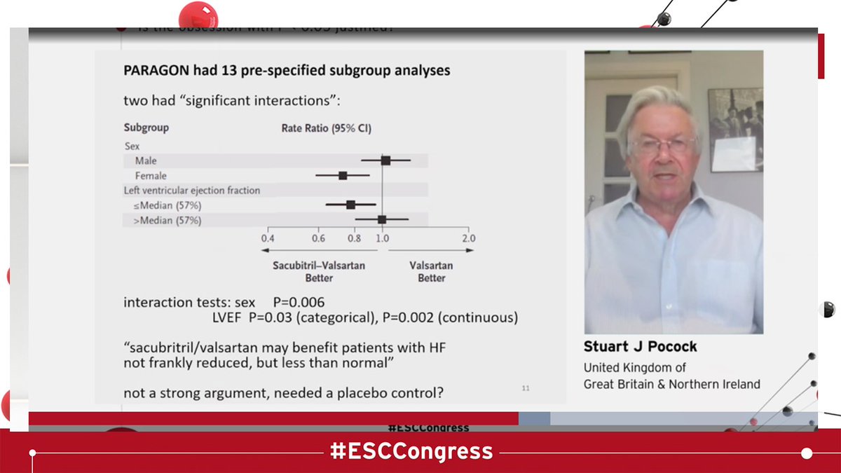 And the last one! No 10  #ESCCongress Looking my tweets, I felt this one deserves a TOP 10!  Let's Kill the p value!! by Prof Pocock.. his argument: it is not just a p value, it is the type of study, the clinical impact, a 0.06 in correct setting might be > powerful than a 0.04