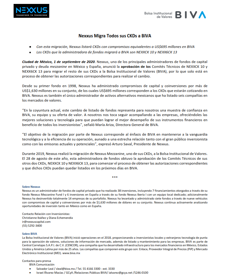 Muy emocionados de migrar todos nuestros CKDs a <a href="/BIVAMX/">BIVA</a> quienes confiamos seguirán manteniendo la vanguardia tecnológica para el mejor desempeño de nuestros instrumentos financieros