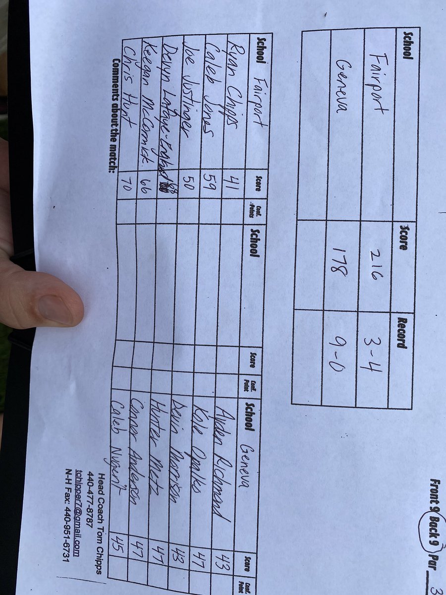 GolfFairport's tweet photo. Skippers fall to Geneva 216-178 on
the back 9 at Painesville Country Club, and are 3-4 this far in the season. https://t.co/hEttkVfzQe