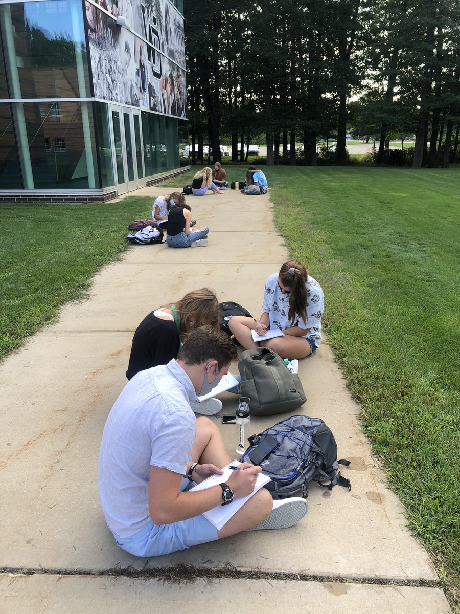 So great to be back with students today! We split up the longer block by going outside to write about our goals. Even outside, masks on! Staying safe! #gowo