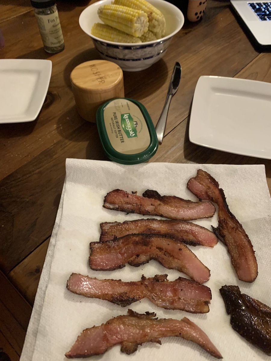 sharondio's tweet image. Yeah, we did have (home-smoked) bacon and sweet corn for supper. #makingbacon #noregrets