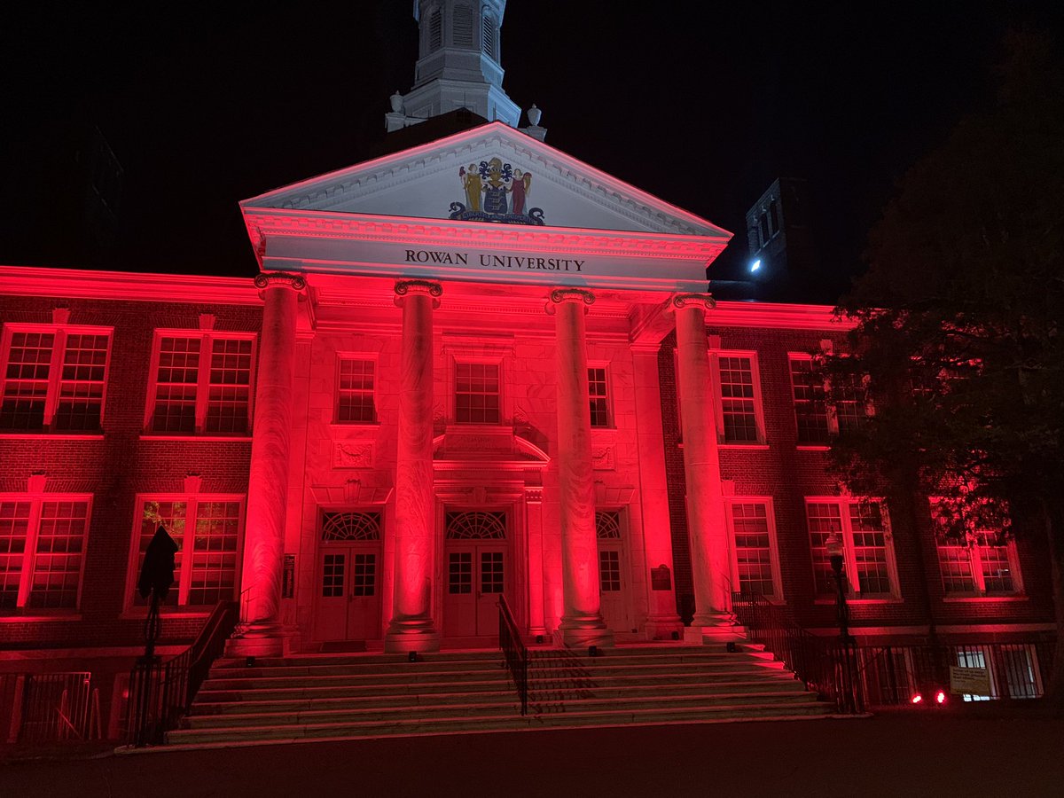 Tonight, empty arts venues across the country are lit in red to highlight the impact of the pandemic on performing arts and entertainment organizations. <a href="/RowanUniversity/">Rowan University</a> we lit our theatre in support of our alumni in the field and our fellow arts organizations.  #redalertrestart