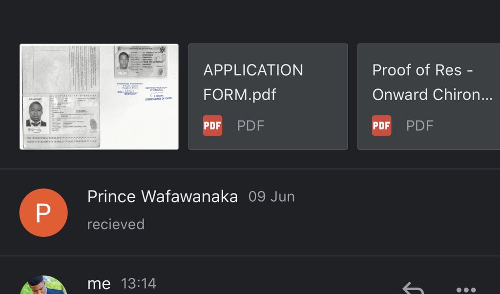 This was my third application via email l send through on Prince Wafawanaka  @TelOneZW Borrowdale in June! After standing there in a queue for more than an hour!