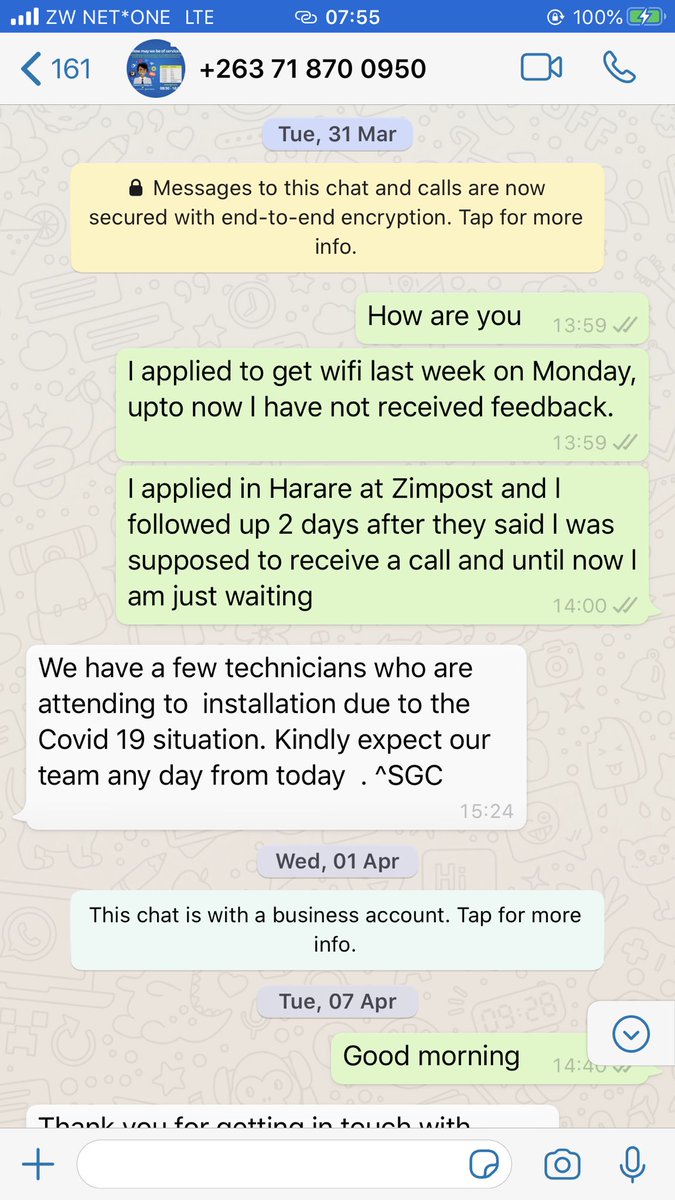 My WhatsApp conversations with  @TelOneZW WhatsApp platform form March to July!  @TelOneZW apologizing and assuring attending the services as they will still do on this thread!
