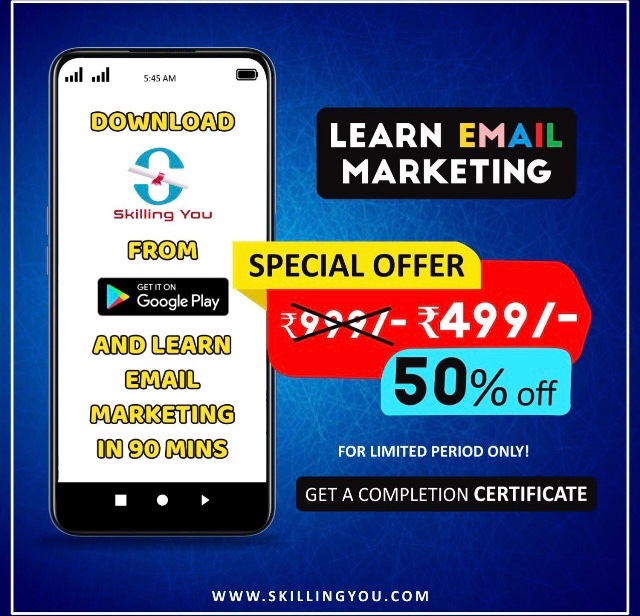 Skilling You brings you an Advance E-mail marketing online course to make you skillful & to help you in your career growth, learn the skills that help you to grow. 

Download our app -  zcu.io/bE51  
#skillingyou #emailmarketing #Learnonline #Buildcareer