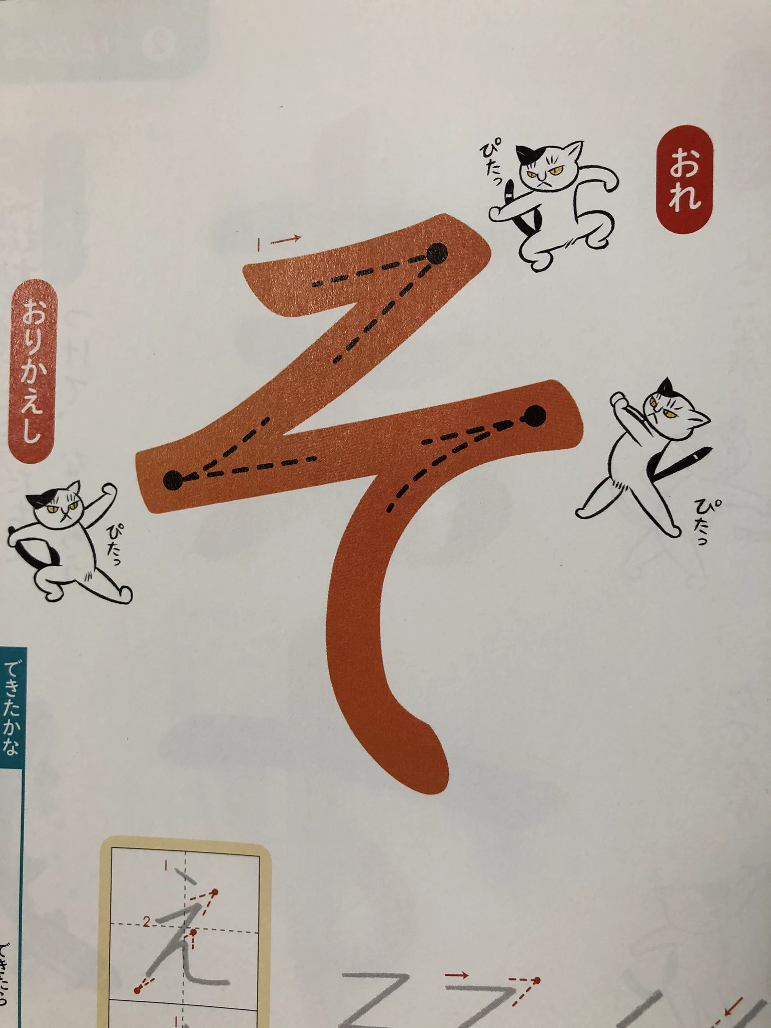 「とめ」や「はね」、「はらい」などを猫が体の動きで表現してくれてる！とある書写の教科書が話題に！