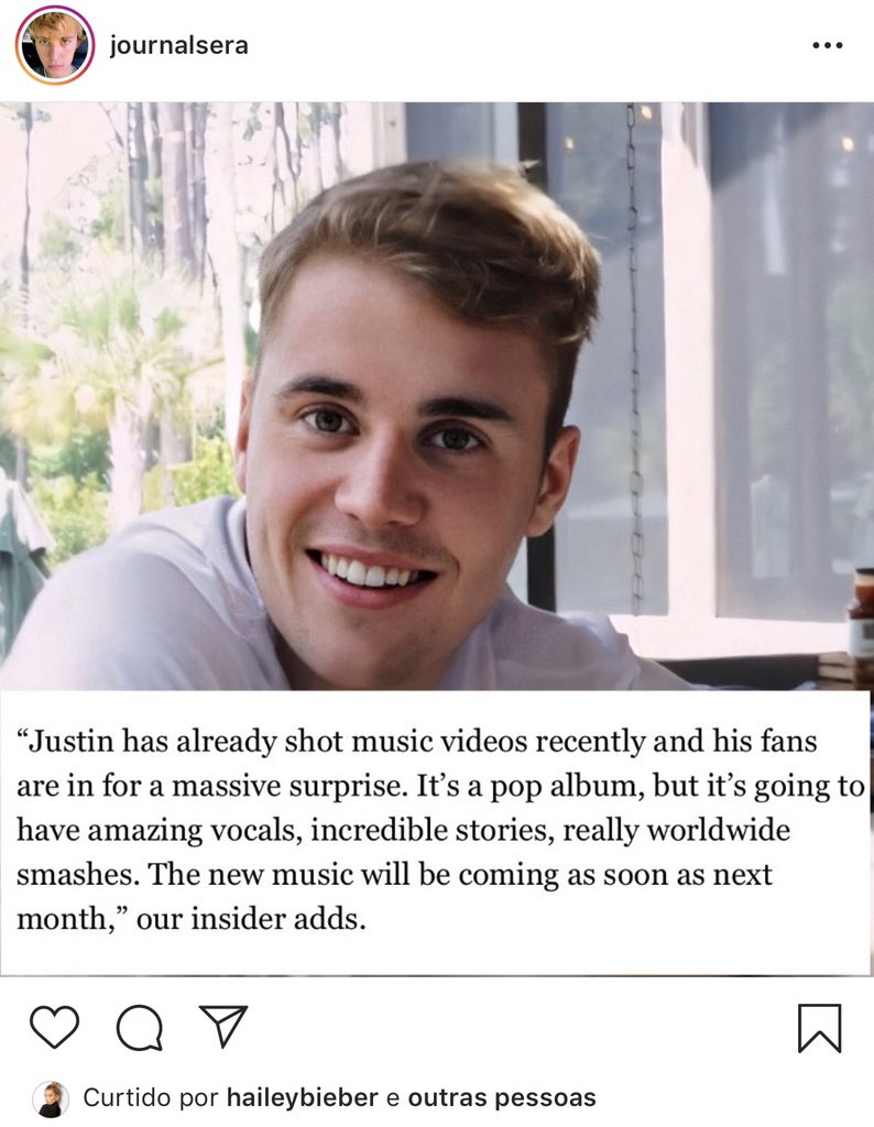 accessdrew's tweet image. É TUDO OU NADA! 

Hailey Bieber curtiu uma publicação de um fã-clube do Justin no Instagram, onde tinha a matéria falando sobre seu próximo álbum realmente vir aí! Confiram a tradução ao lado: