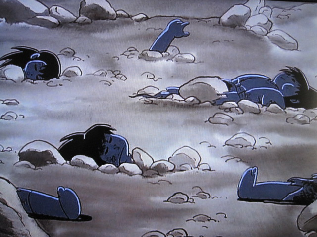 むらさめ 印象深い死に様 サスケ 微塵隠れの術の様な危険な忍術を見様見真似で実行すると 山頂ごと吹き飛んだ挙句こうなります 一生もののトラウマを植え付けられました