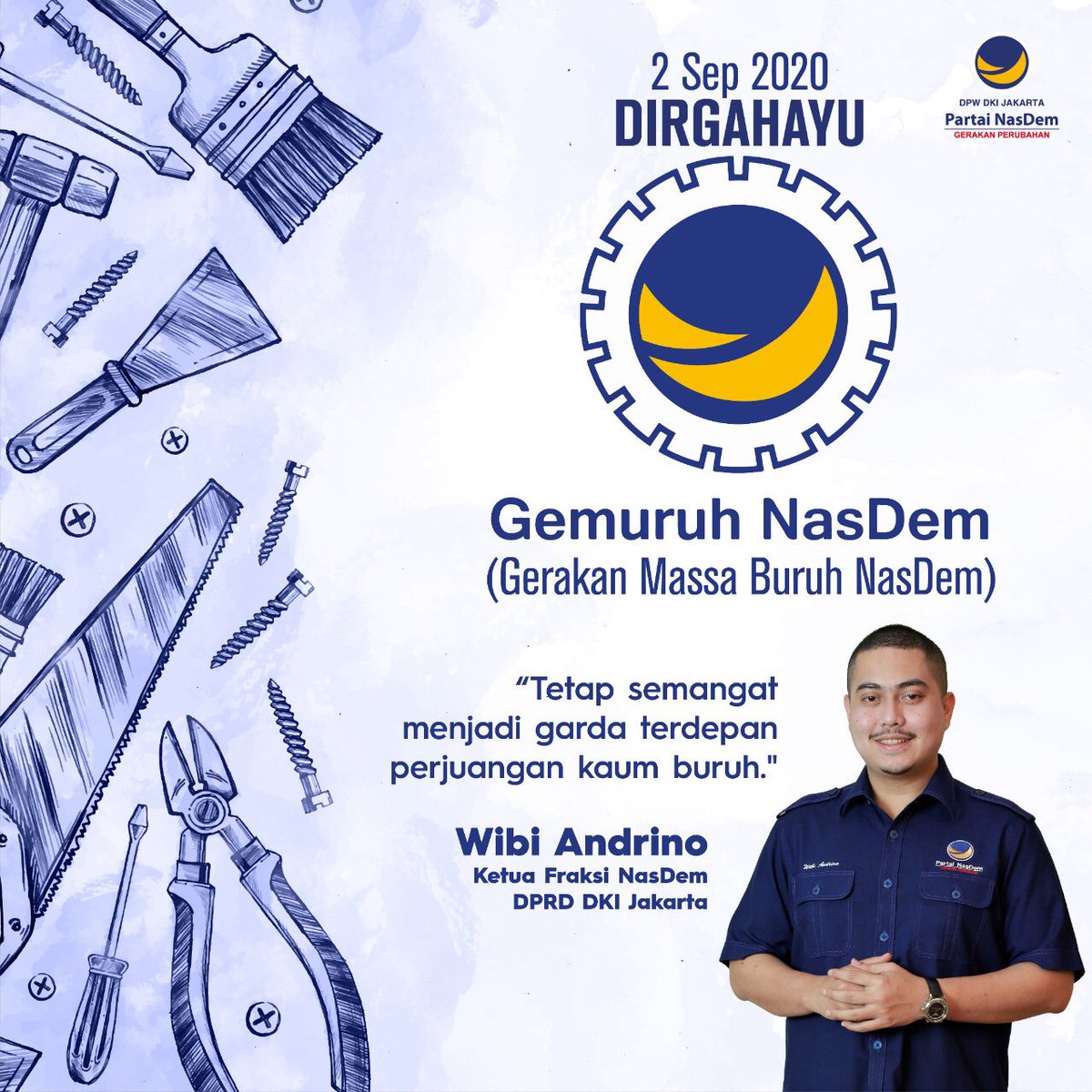 Dirgahayu Gemuruh (Gerakan Massa Buruh NasDem)

Teruskan perjuangan untuk menjadi garda terdepan bagi para buruh.

#GemuruhNasDem
#DirgahayuGemuruh