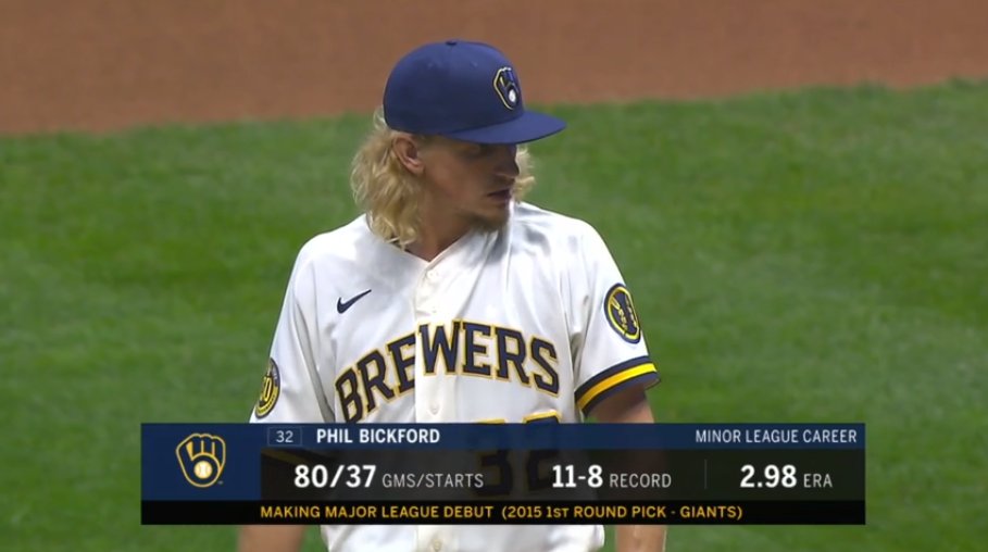 19,845th player in MLB history: Phil Bickford- 1st round pick by TOR in '13; didn't sign- Fullerton  College of Southern Nevada- 1st round pick by SFG in '15- traded to MIL for Will Smith in July '16- 50 game suspension in '17- has been good since moving to relief in '18