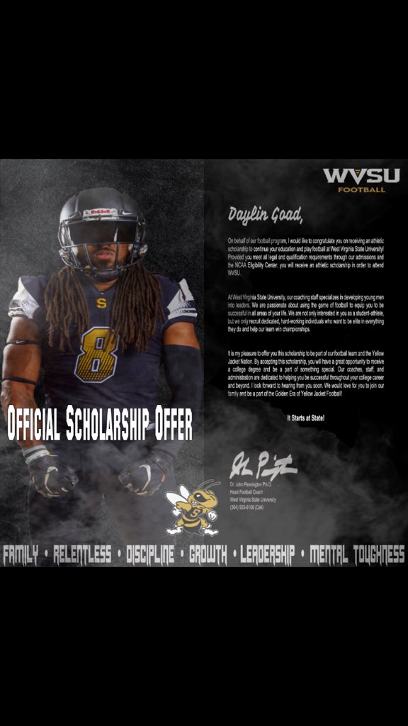 Blessed to receive my first offer from <a href="/WVSU_GoJackets/">WVSU Athletics</a> <a href="/CoachAWorkman/">Andrew Workman</a>