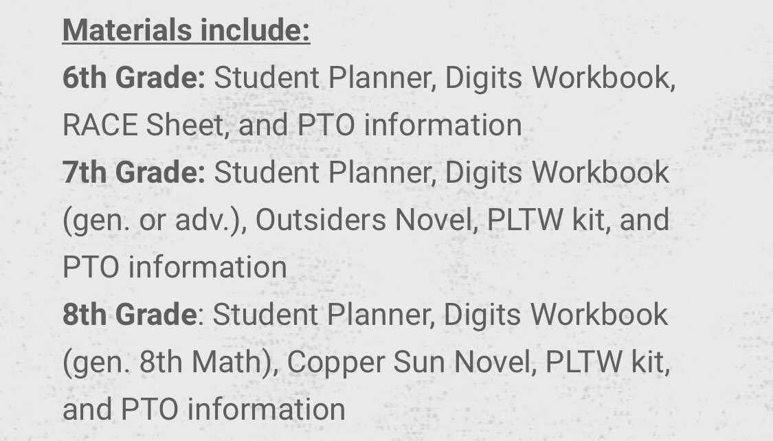 BCSDBrunswickMS's tweet photo. BMS will host Jump Start Nights for families and students to pick up hard copies of their schedules, and the curriculum materials listed below.  Please contact BMS if you have questions or cannot make it to your grade level night. Thank you! https://t.co/7wNYEA3sOV