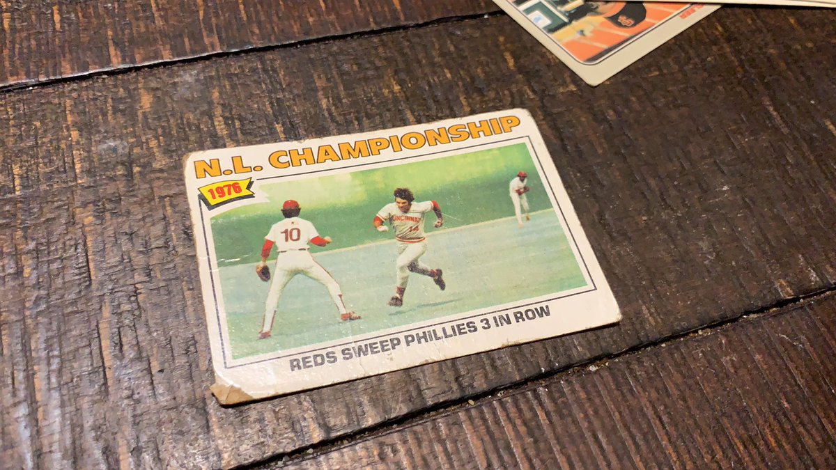 There’s a decent stack of baseball and football cards, too. This 1977 card showing the 1976 Reds NL Championship win is cool, though.  #GrandpaTimeCapsule